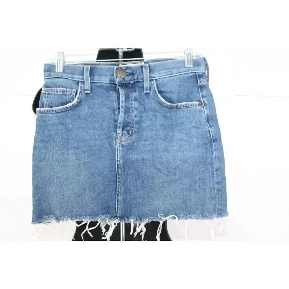 CURRENT/ELLIOTT NWT Womens Sz 25 Bermuda Denim 5 Pocket Exposed Fly Mini Skirt